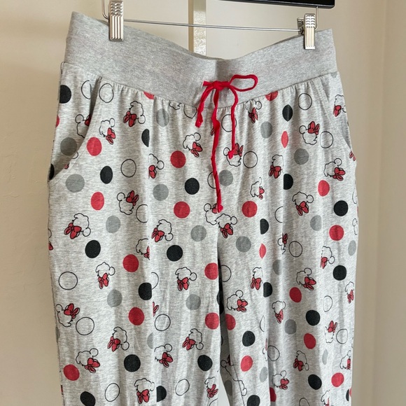 Disney Minnie Mouse Gray Polka Dot Drawstring Jogger Style Pajama Pants, L - Picture 3 of 6